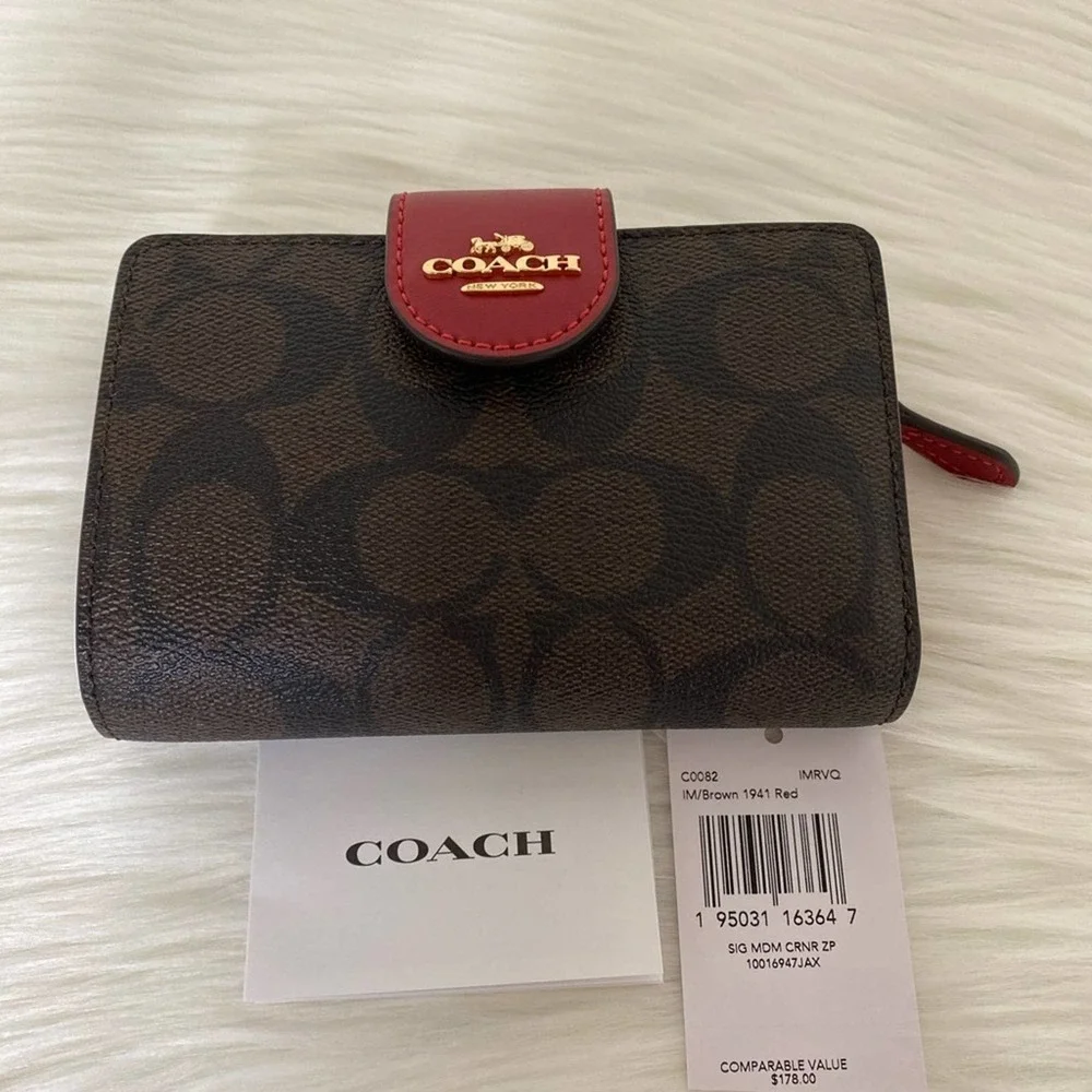 NWT💃Coach Corner Zip Wallet Signature Canvas - Picture 7 of 7
